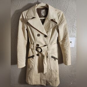 Nanette Lepore Cream Trench Coat with Belted Waist